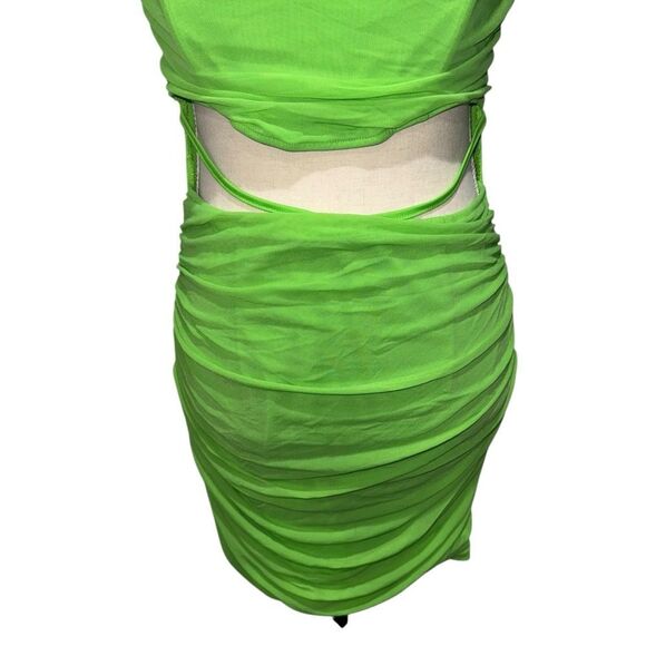 Fashion Nova Solid Vibrant Green Strapless Cutout Bodycon Scrunch Mini Dress L - Picture 4 of 13
